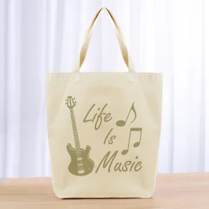 Life is Music Tote Bag - khaki
