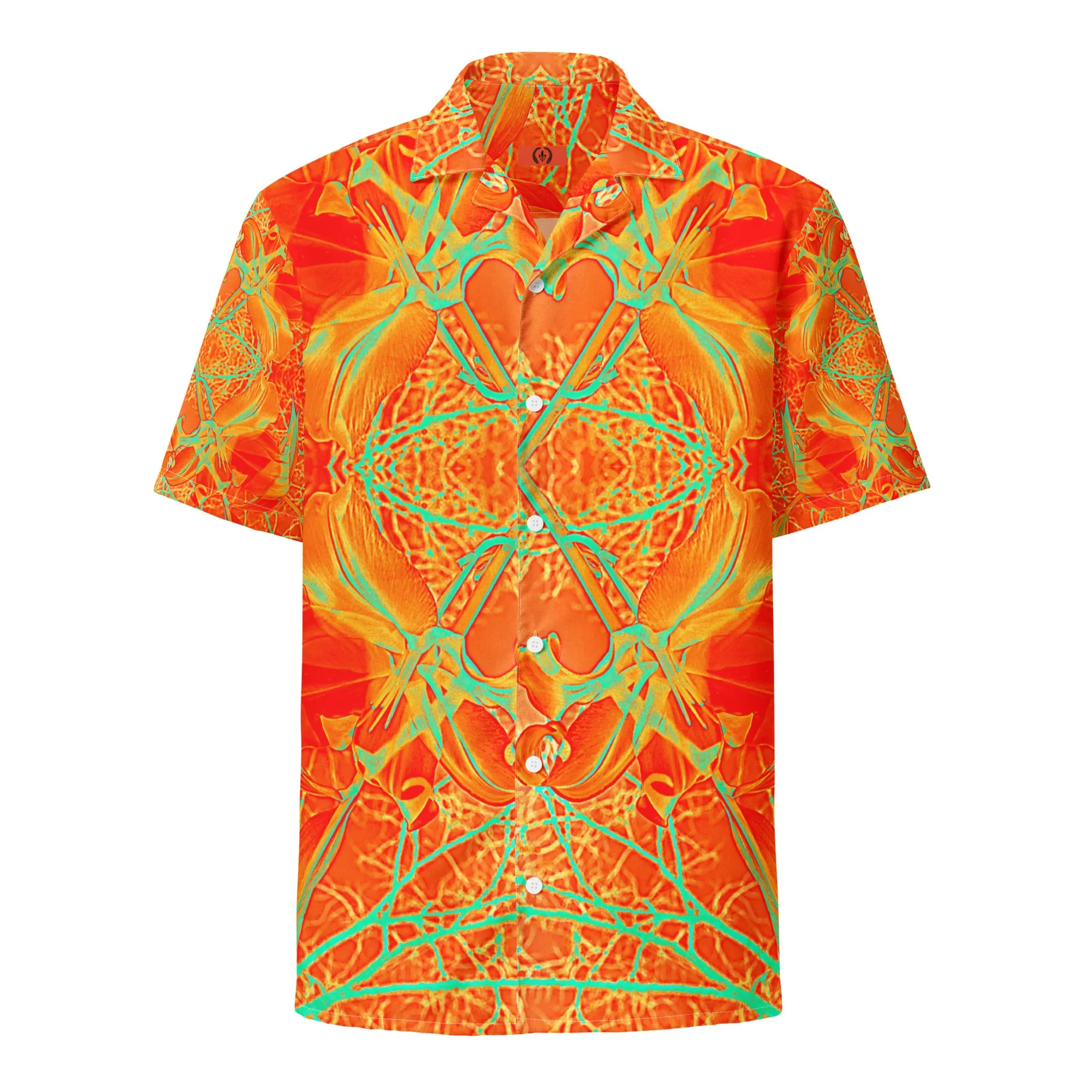 Lightweight Moisture Wicking Button Shirt, UPF 50 , Electric Lily
