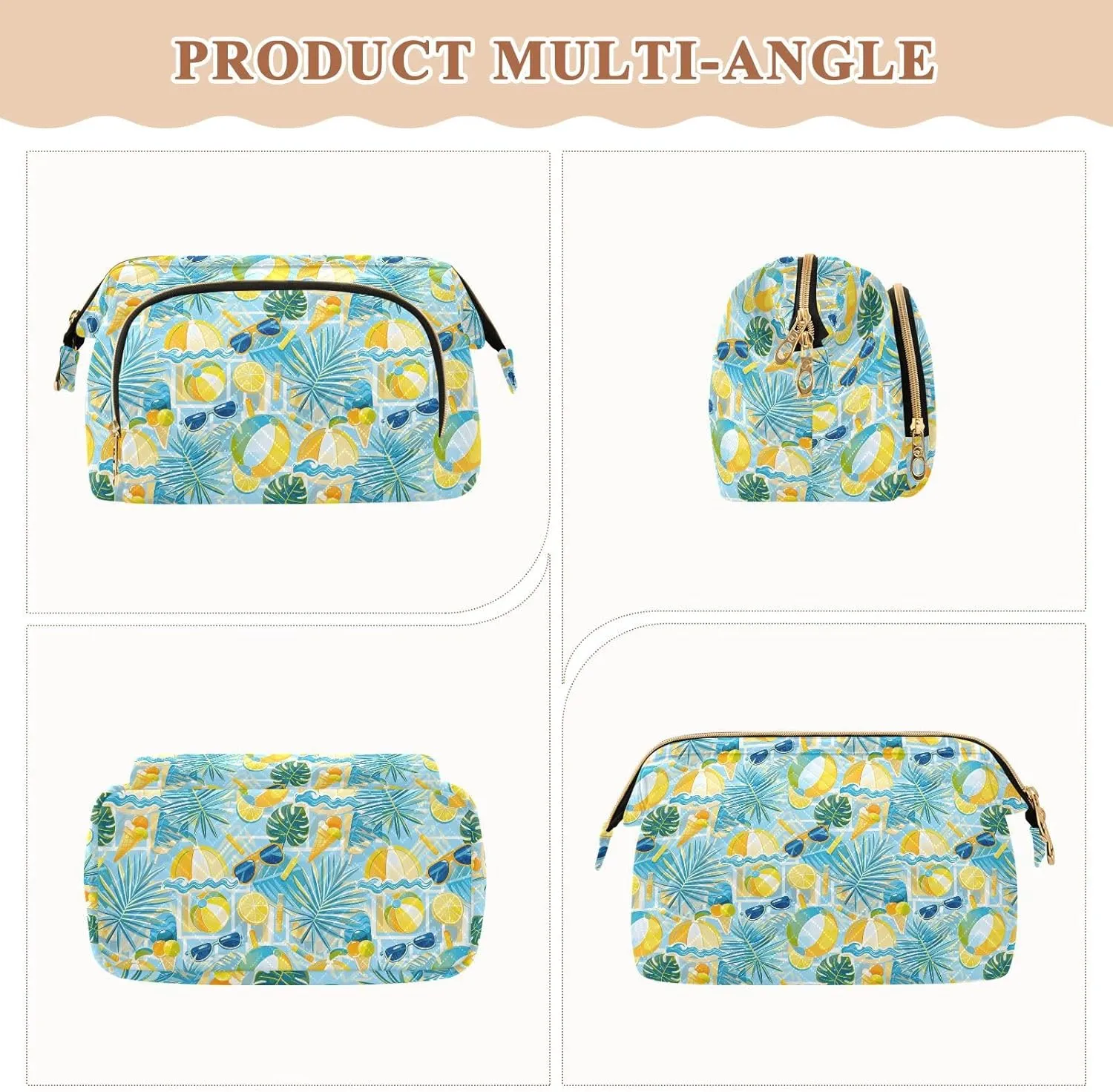 Lightweight Quilted Makeup Bag Aesthetic Toiletry Organizer for Travel Storage