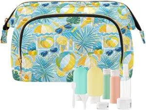Lightweight Quilted Makeup Bag Aesthetic Toiletry Organizer for Travel Storage
