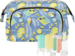Lightweight Quilted Makeup Bag Aesthetic Toiletry Organizer for Travel Storage