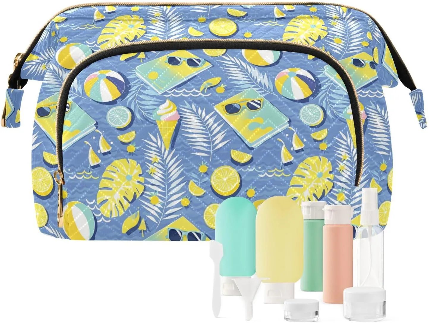 Lightweight Quilted Makeup Bag Aesthetic Toiletry Organizer for Travel Storage