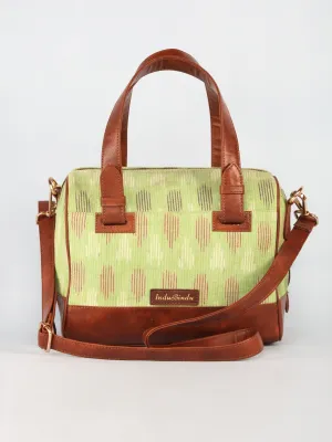 Lime Green Hand Block Printed Bucket Style Hand Bag - B11103