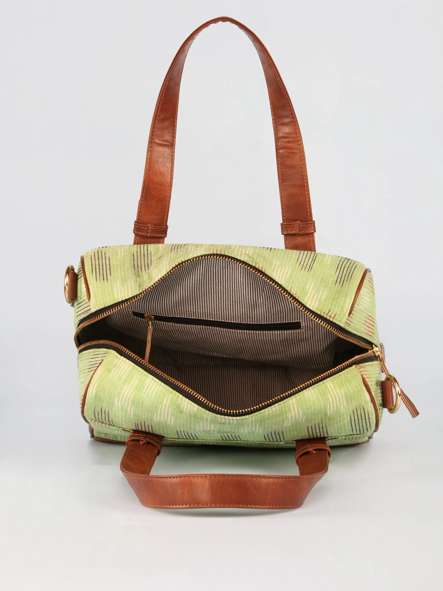 Lime Green Hand Block Printed Bucket Style Hand Bag - B11103