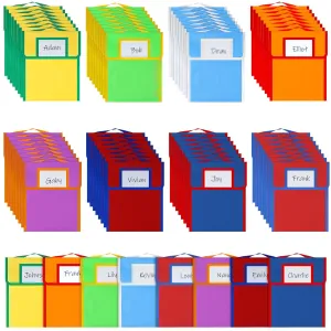 Lincia 48 Pcs Nylon Book Pouch Bags with Stitched Handle and Clear Name Tag Pockets, Book Bags for Kids, Classroom, School, Homework, Protector Store Reading Supplies, 11.8 x 9.8 Inch