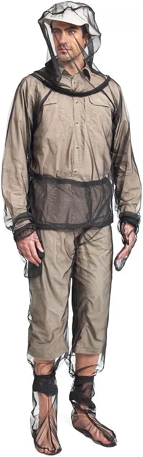 Lixada Mesh Suit Set with Jacket Hood, Mitts, Socks & Storage Sack - Ultra-fine Net Mesh Clothing for Fishing Hiking Camping