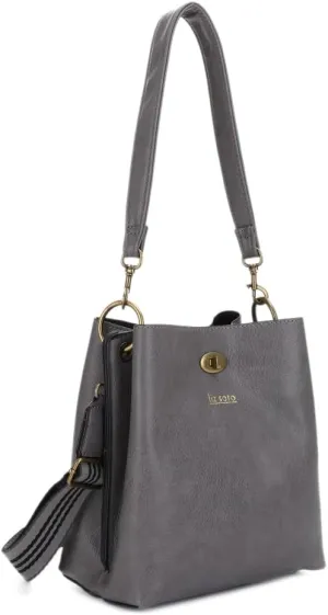 Liz Soto Lola Bucket Bag - Bucket Purse in Vegan Leather and Interchangeable Handles, Crossbody, Compartments, Inner Pocket