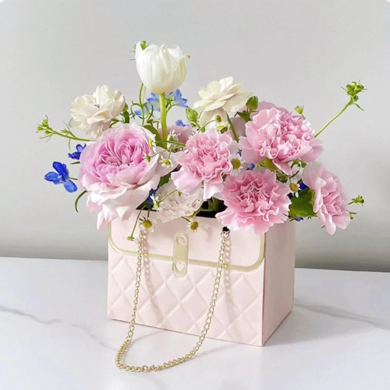 LONG XIN SERIES 8pcs Pink Floral Gift Bags Premium Reusable Paper Gift Boxes Rectangular Present Packaging for Gift Package