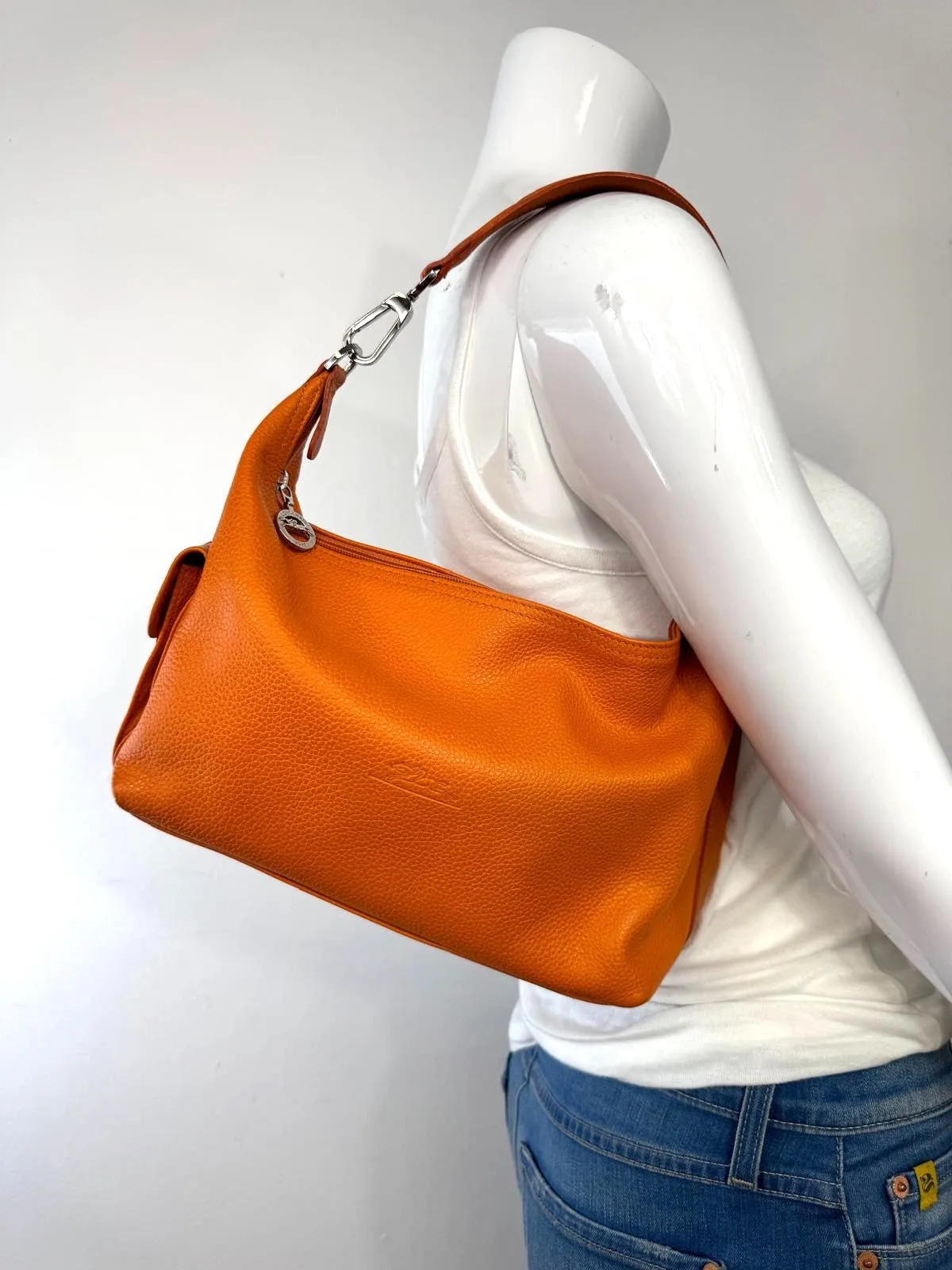 LONGCHAMP TEXTURED LEATHER SATCHEL BAG