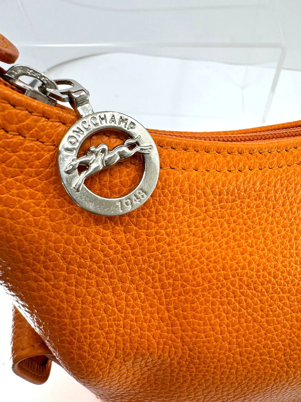LONGCHAMP TEXTURED LEATHER SATCHEL BAG
