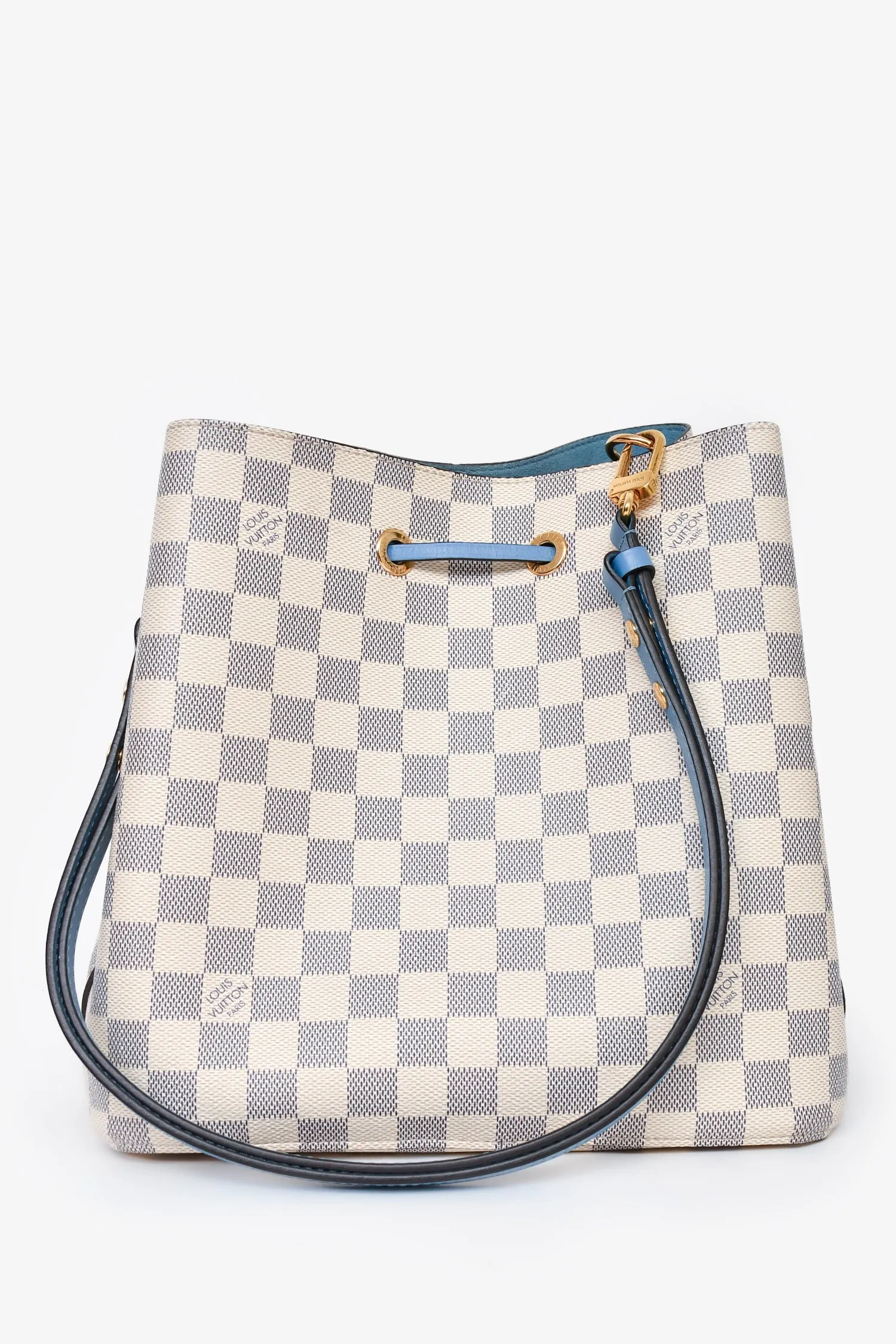 Louis Vuitton 2019 Damier Azur/ Blue Leather NeoNoé MM Bucket Bag
