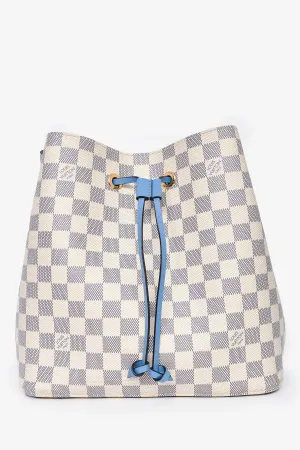Louis Vuitton 2019 Damier Azur/ Blue Leather NeoNoé MM Bucket Bag