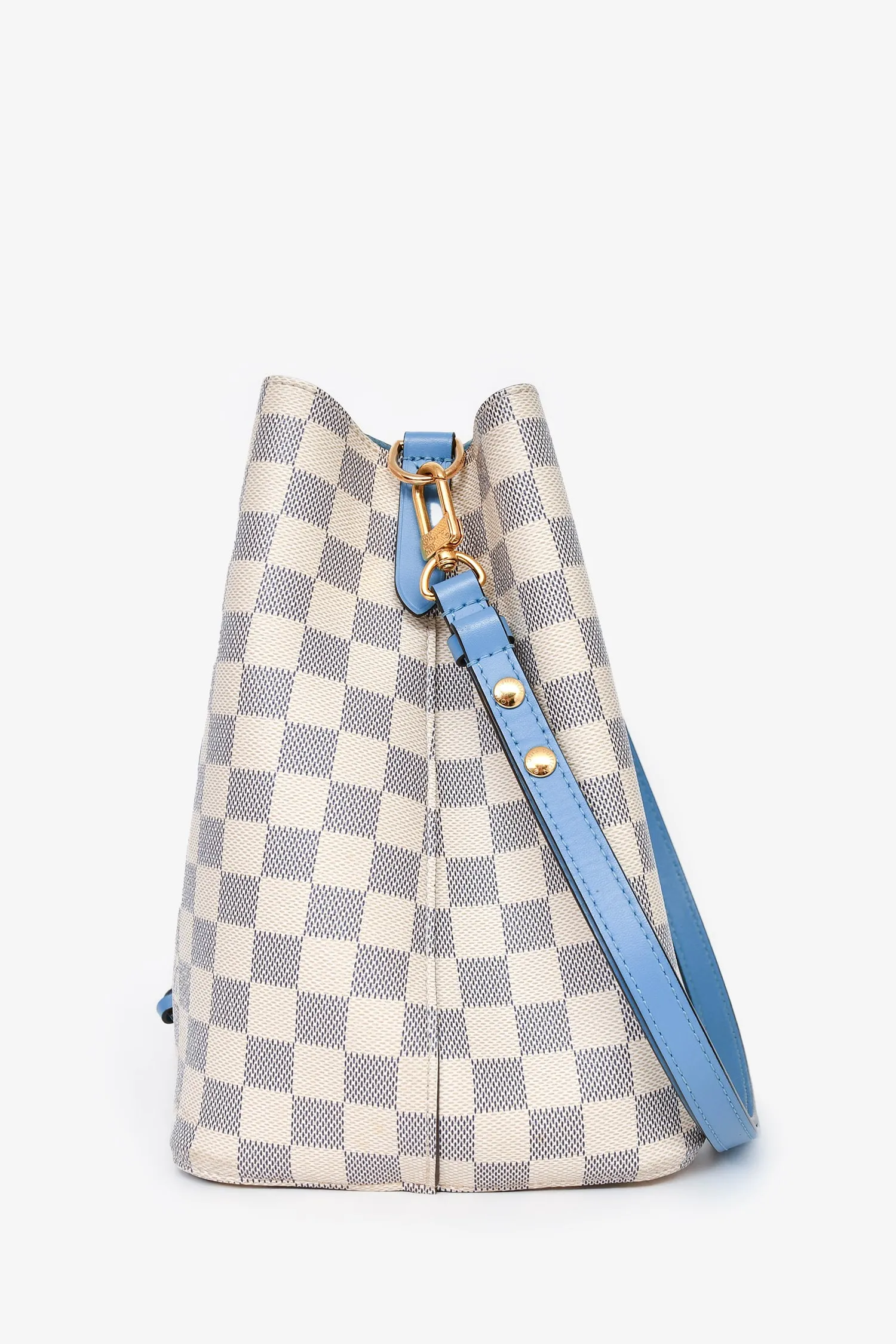 Louis Vuitton 2019 Damier Azur/ Blue Leather NeoNoé MM Bucket Bag
