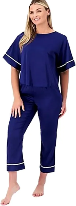 Lounge Stretch Satin Short Sleeve Lounge/Sleep Set/Pajamas