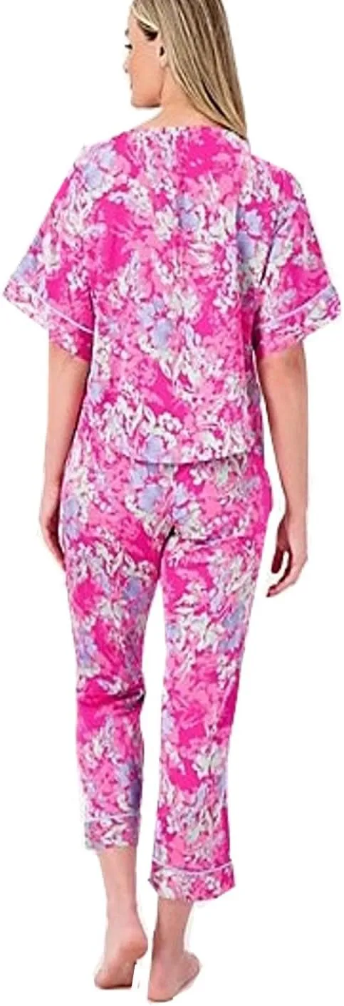 Lounge Stretch Satin Short Sleeve Lounge/Sleep Set/Pajamas