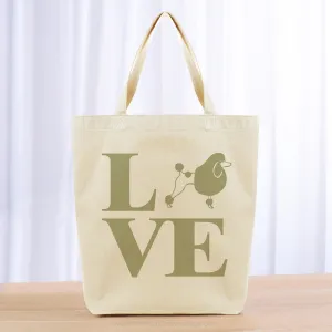 Love Poodle Tote Bag - khaki