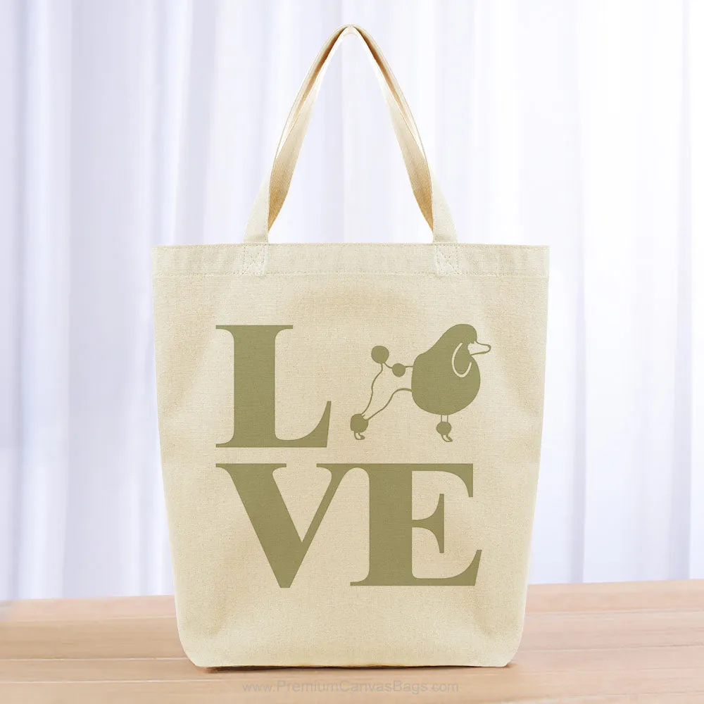 Love Poodle Tote Bag - khaki