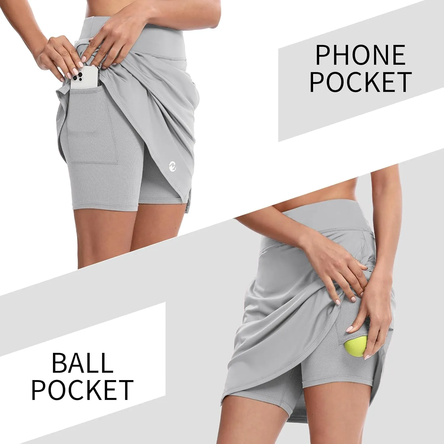 M MOTEEPI Skorts for Woman Golf Skirt Knee Length Tennis Athletic Skorts with Pockets