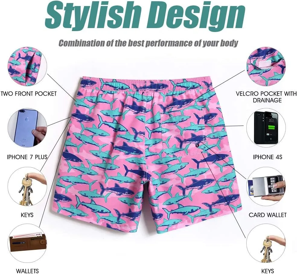 maamgic Mens Slim Fit Swim Shorts Swim Trunks 7 inch Quick Dry Mens Bathing Suits with Mesh Lining