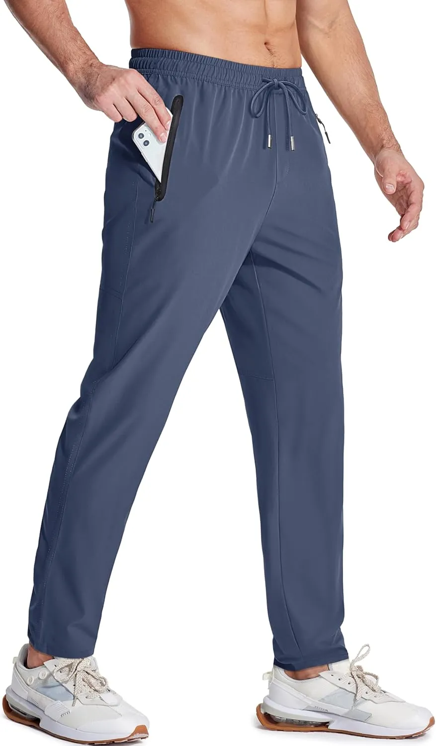 MAGCOMSEN Men's Lightweight Hiking Pants Quick Dry Running Pants with Zipper Pockets Open Bottom Sweatpants Workout