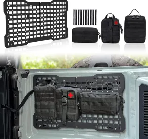 MAIKER OFF ROAD Tailgate Storage Panel Tailgate Molle Panel Steel Cargo Shelf Storage Luggage Holder Carrier with 3 Storage Bags for Ford Bronco Accessories 2021 2022 2023 2/4 Doors