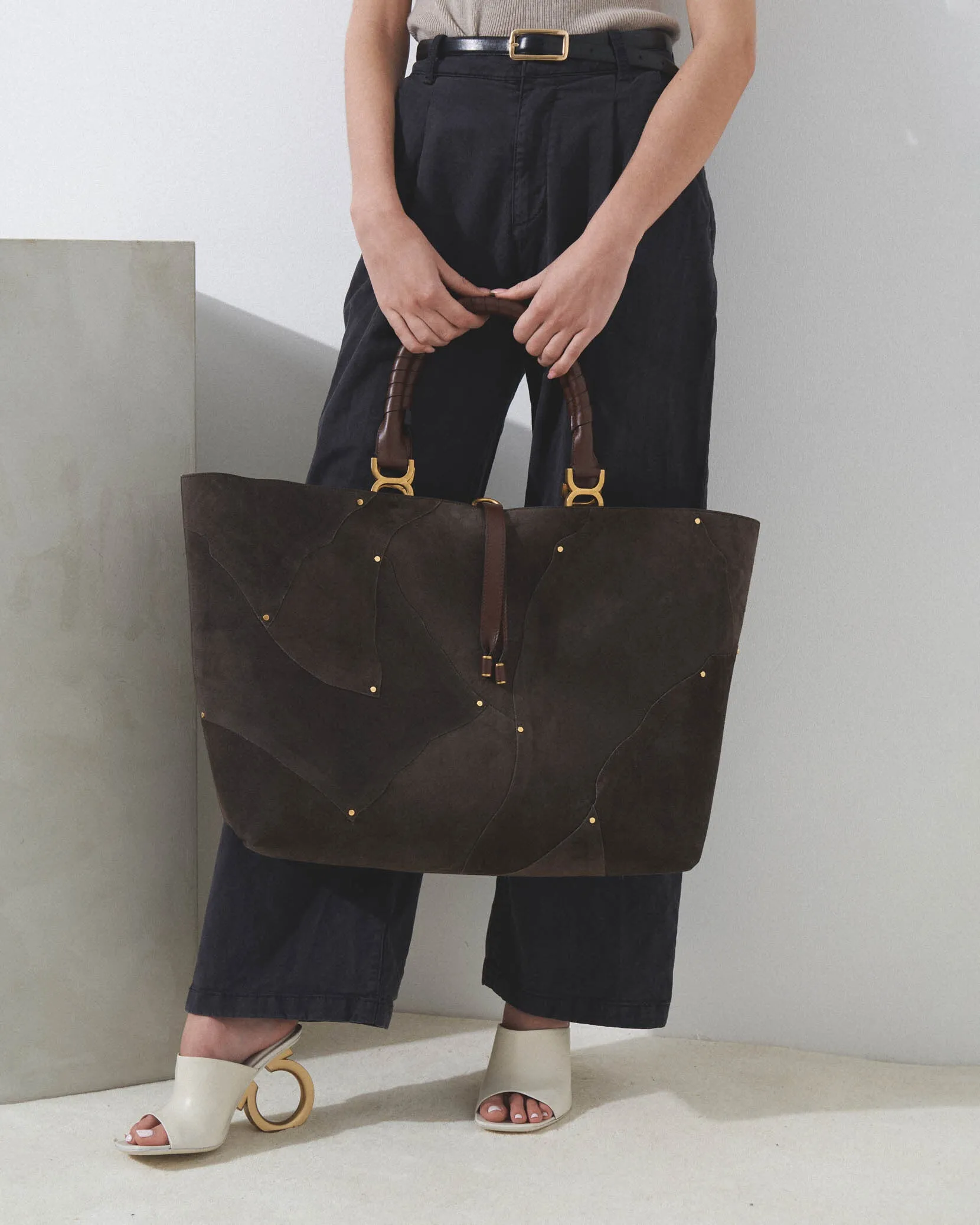 Marcie large brown tote bag