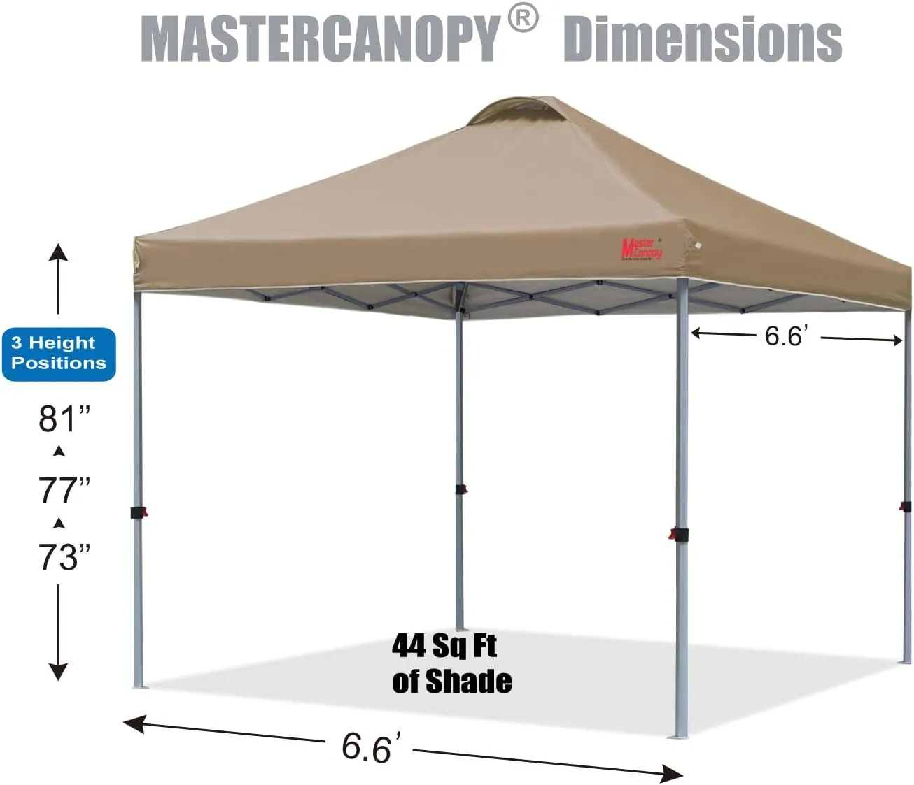 MASTERCANOPY Durable Pop-up Canopy Tent with Roller Bag (Khaki)