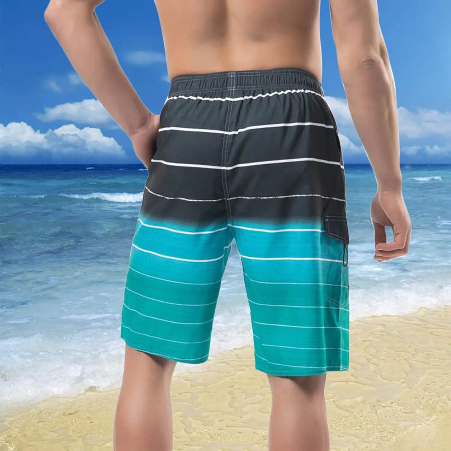 Matching Couples Outfits for Vacation Mesh Printed Beach Shorts Beach Pants Pants Daddy Shorts Men Mens Teal Swim