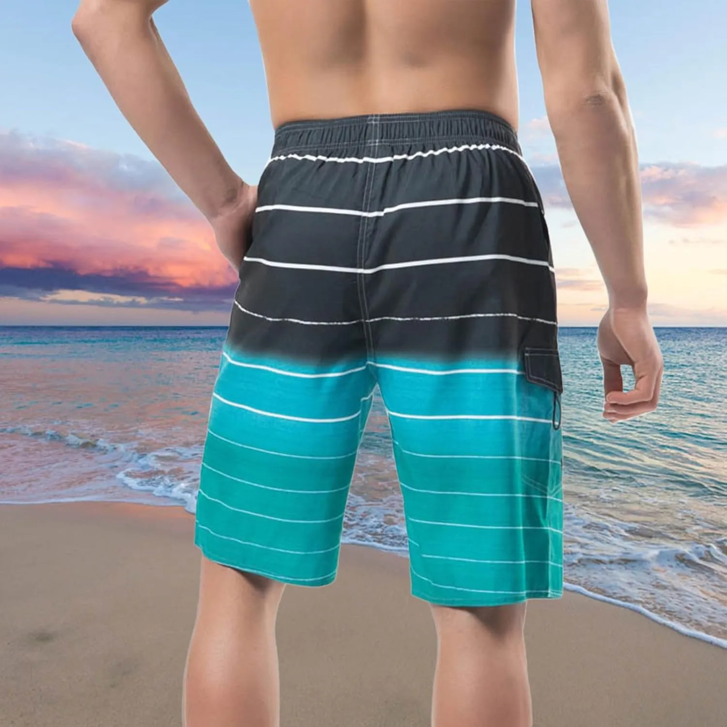 Matching Couples Outfits for Vacation Mesh Printed Beach Shorts Beach Pants Pants Daddy Shorts Men Mens Teal Swim