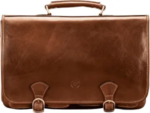 Maxwell Scott - Mens Luxury Leather Full Grain Satchel Briefcase Bag - 2 Section for Laptop - Handmade In Italy- The Jesolo2