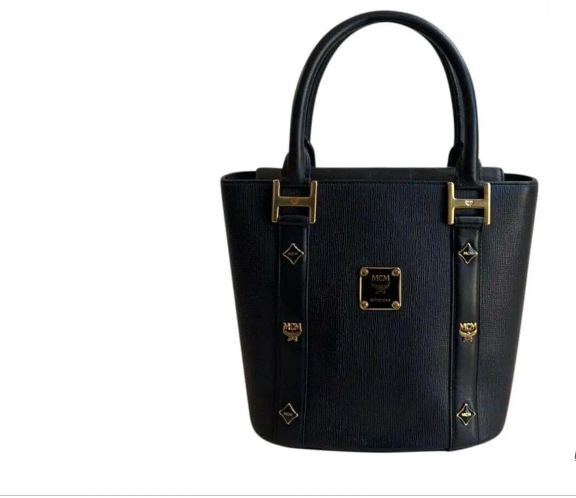 MCM MUNCHEN SAFFIANO LEATHER SMALL BUCKET BAG