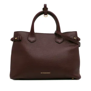Medium Leather and House Check Banner Satchel