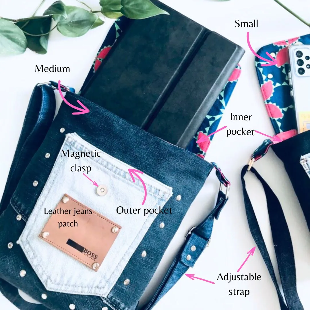 Medium Sunshine Satchel - Pink and blue floral