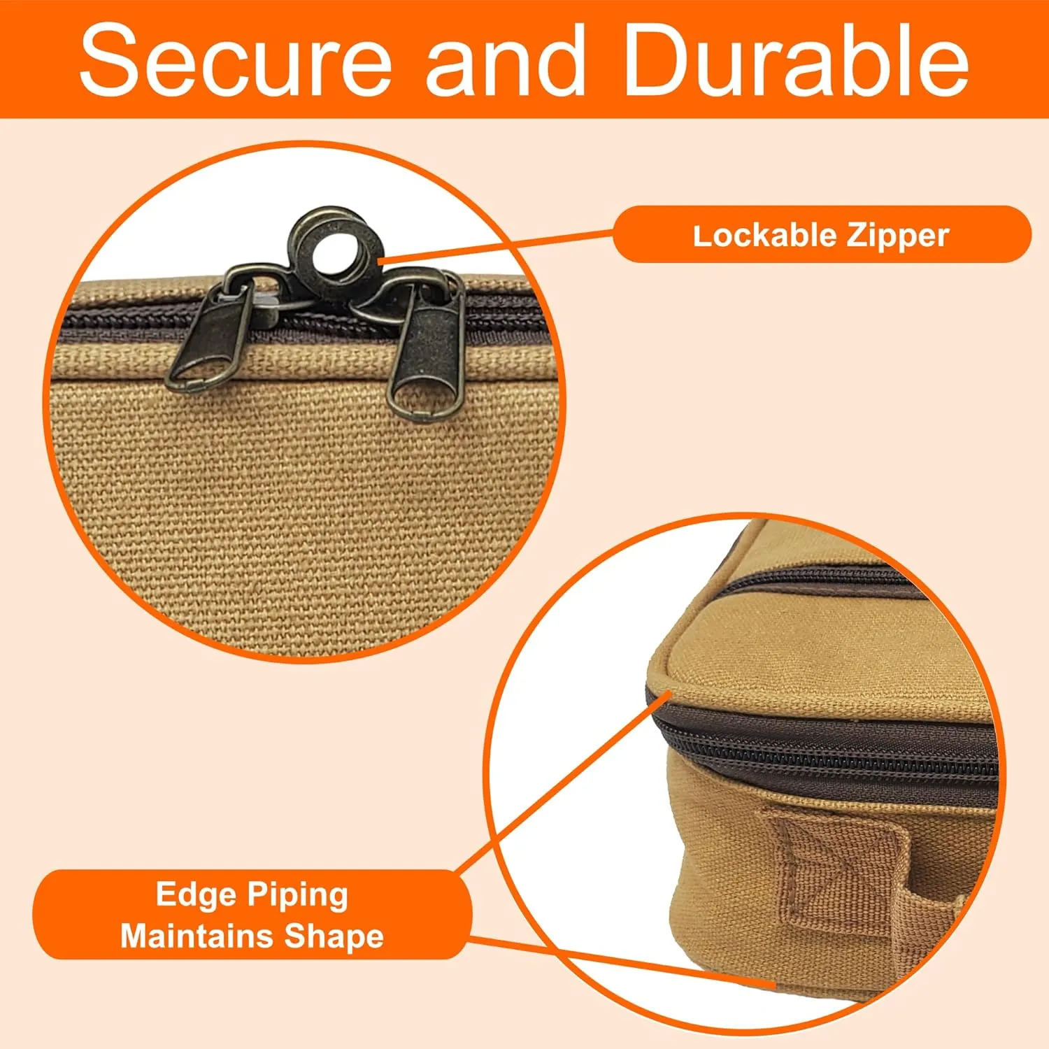Medium Travel Pill Bottle Organizer, Medicine Bag, Carrier for Medications and Medical Supplies - Khaki Canvas (Without Lock)