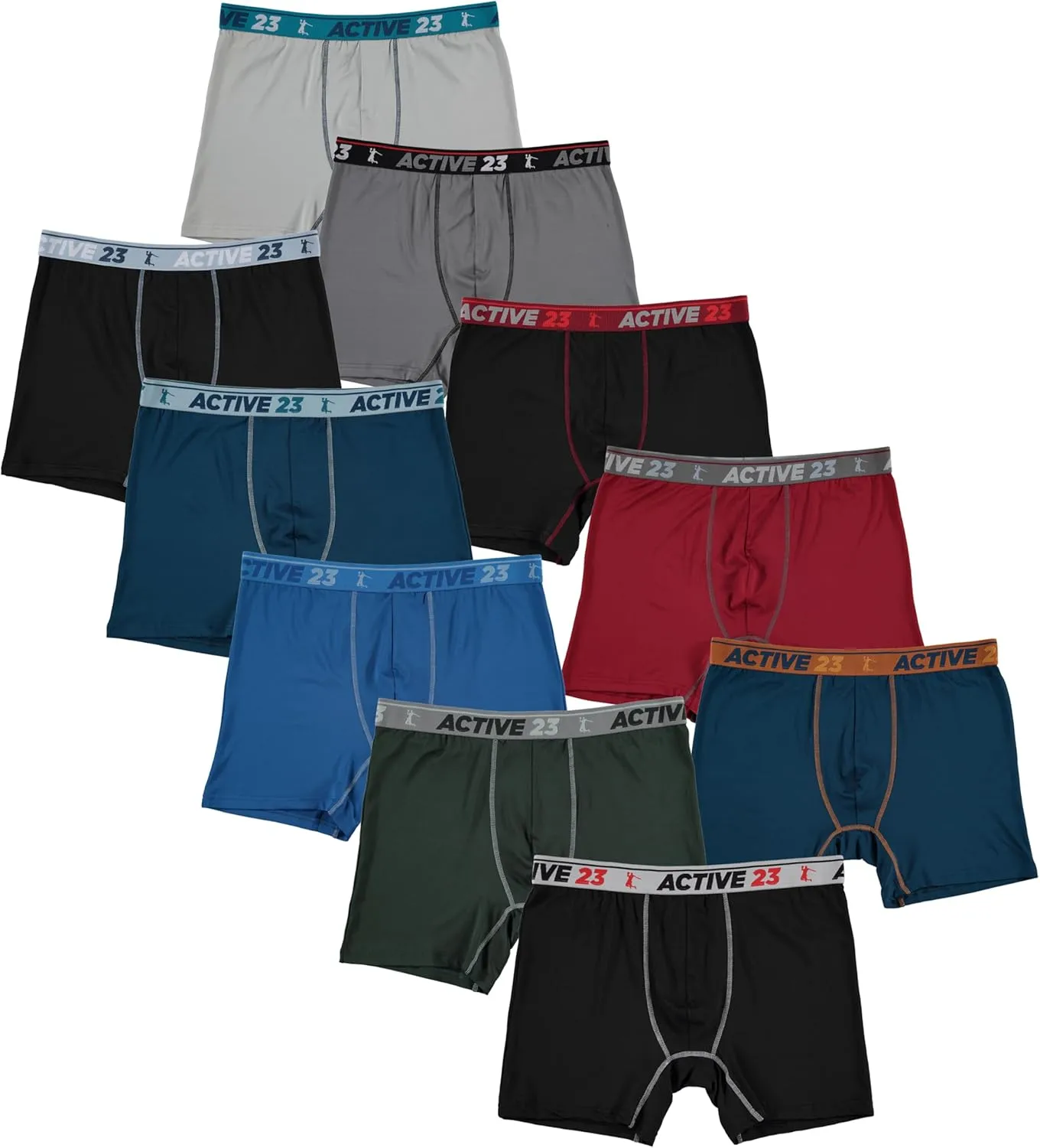 Mens 6 or 8 Pack Dry Fit Performance Boxer Briefs for Men, Cooling Moisture Wicking Athletic Support Underwear