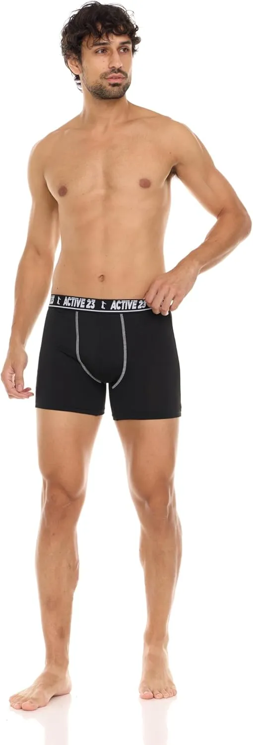 Mens 6 or 8 Pack Dry Fit Performance Boxer Briefs for Men, Cooling Moisture Wicking Athletic Support Underwear