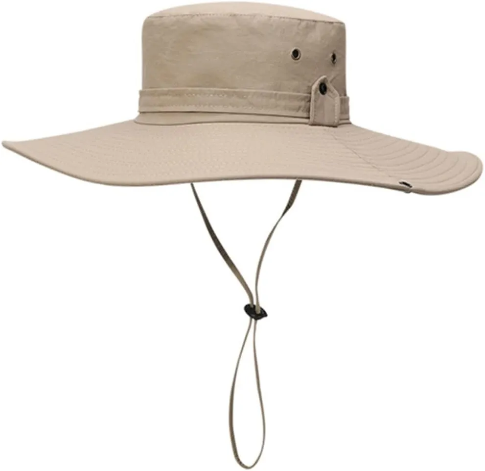 Men's Hiking Hat Wide Brim Sun Protection Hat Straw Uv Blocking for Fishing Khaki
