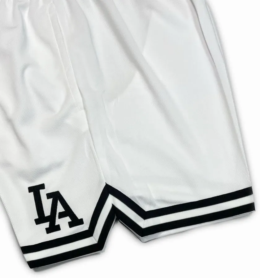 Men's Letter Graphic Los Angeles Basketball Print Workout Waist Mesh Shorts Casual Cool Track Shorts Athletic Gym Shorts