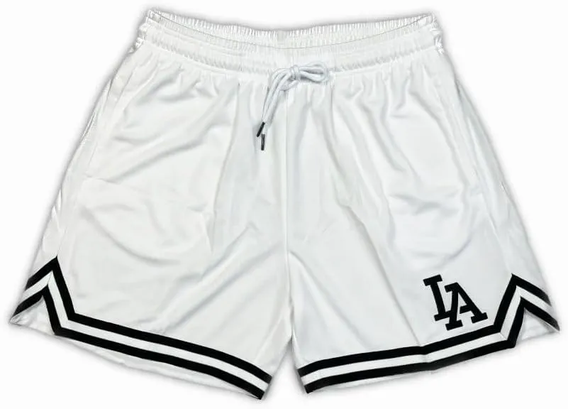 Men's Letter Graphic Los Angeles Basketball Print Workout Waist Mesh Shorts Casual Cool Track Shorts Athletic Gym Shorts
