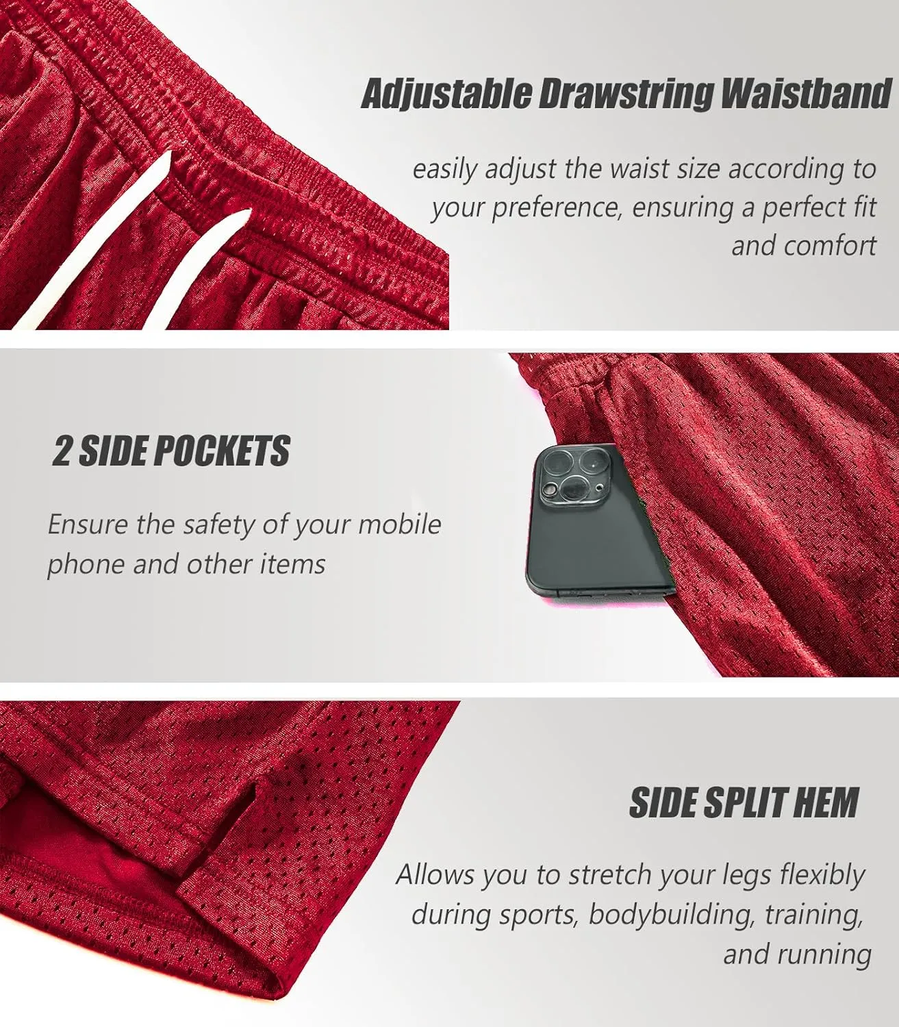 Mens Mesh Shorts 6 Inch Inseam Mens Athletic Shorts Breathable Fabric for Gym and Workouts