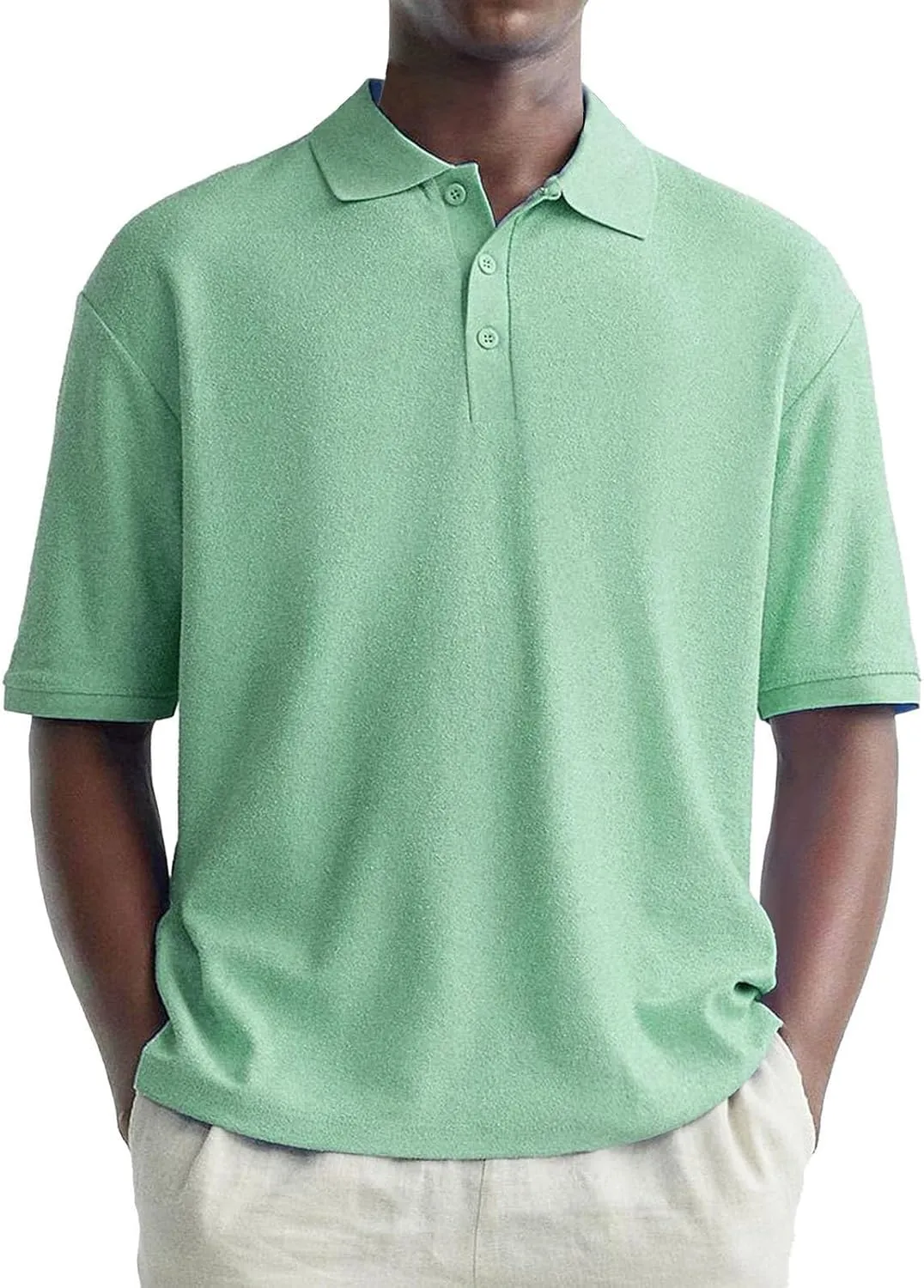 Men's Polo Shirts Short Sleeve Moisture Wicking Athletic Tennis Golf Polos Textured 1/4 Button Down Collared Tops