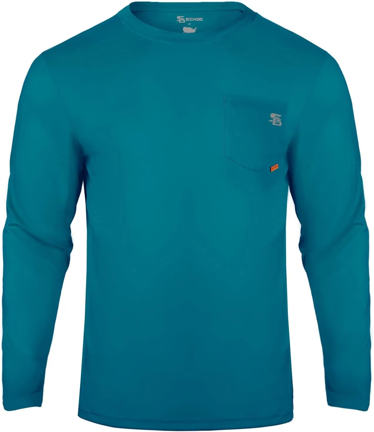 Men's Rash Guard Shirts UPF 50  Moisture Wicking Long Sleeve Chest Pocket Quick Dry Lightweight