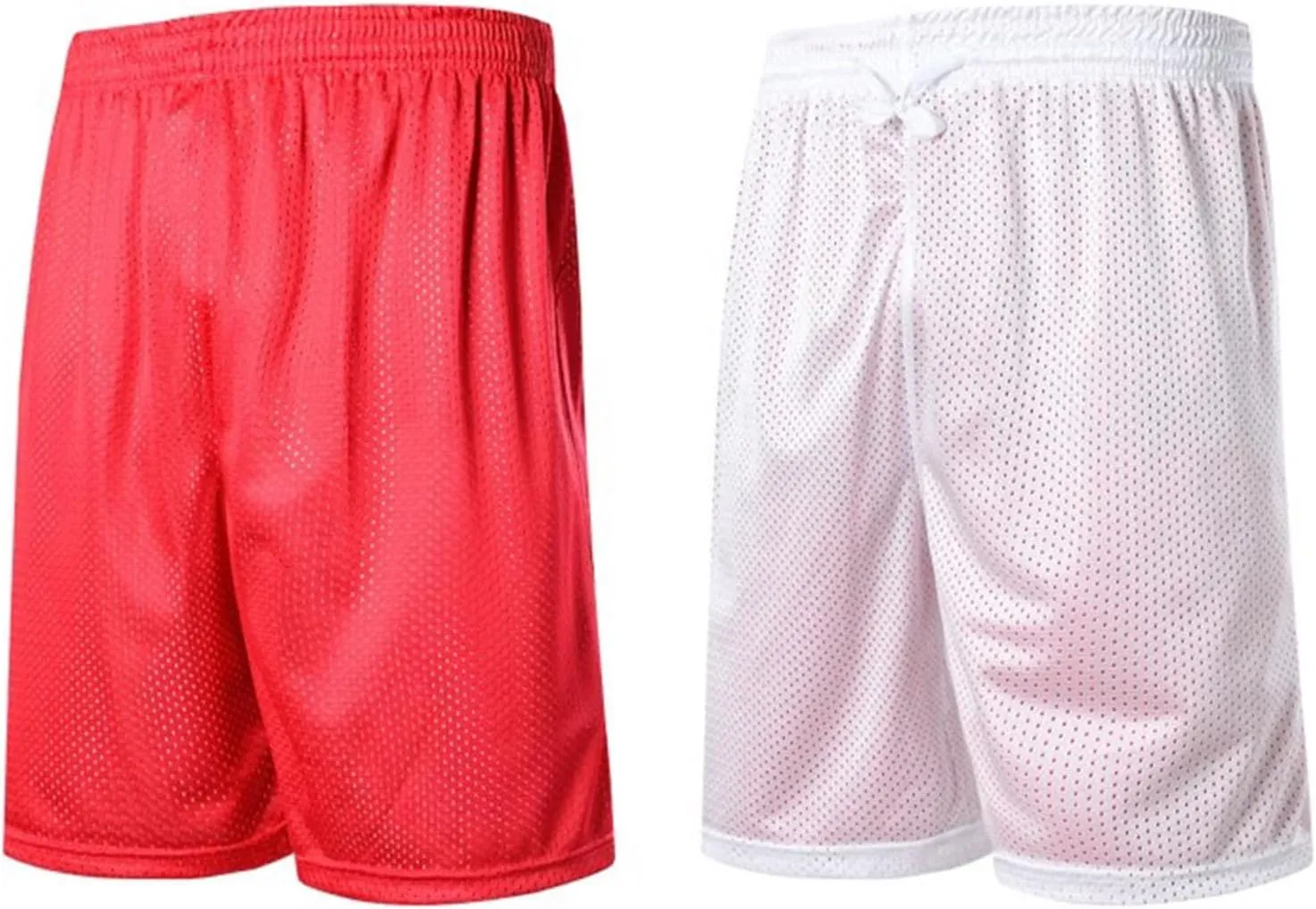 Men's Reversible Double-Layer Mesh Basketball Shorts Sports Half Pants Trousers Drawstring Elastic Waist Loose Casual