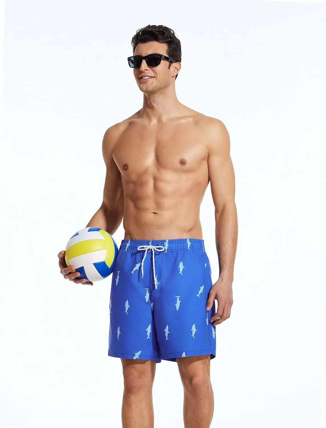 Mens Swim Trunks 6 Inch Inseam Mesh Lining Bathing Suits Quick Dry Beach Shorts Swimsuits Swimwear with Pockets
