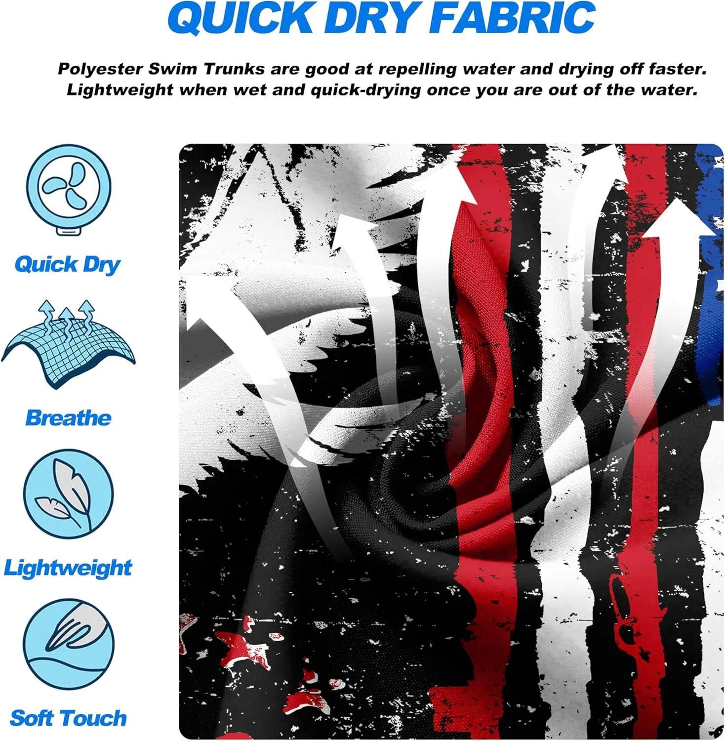 Mens Swim Trunks Quick Dry Board Shorts with Mesh Lining, Breathable Surf Beach Shorts Swimwear Bathing Suits
