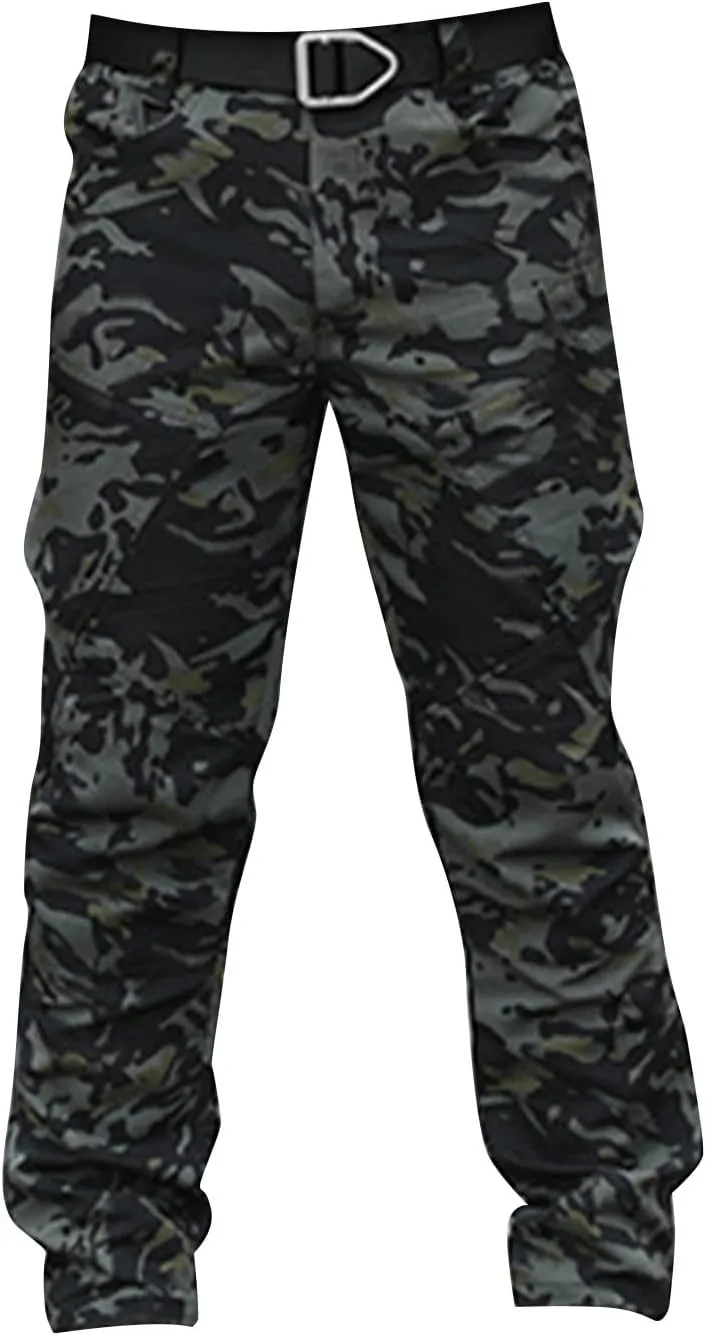 Mens Tactical Pants Camo Hiking Stretch Pants Hunting Construction Moisture Wicking Pant with Pockets