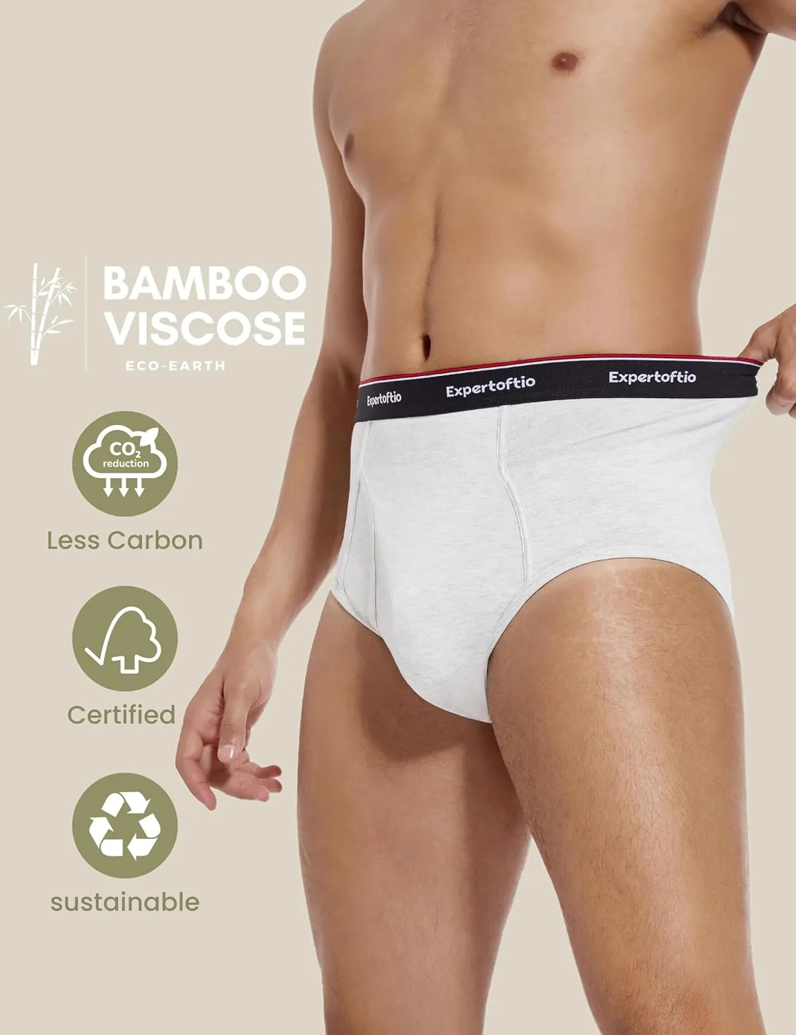 Men's Underwear Briefs Viscose from Bamboo Full Rise, Moisture Wicking Tagless Underwear for Men Pack Comfort Fly