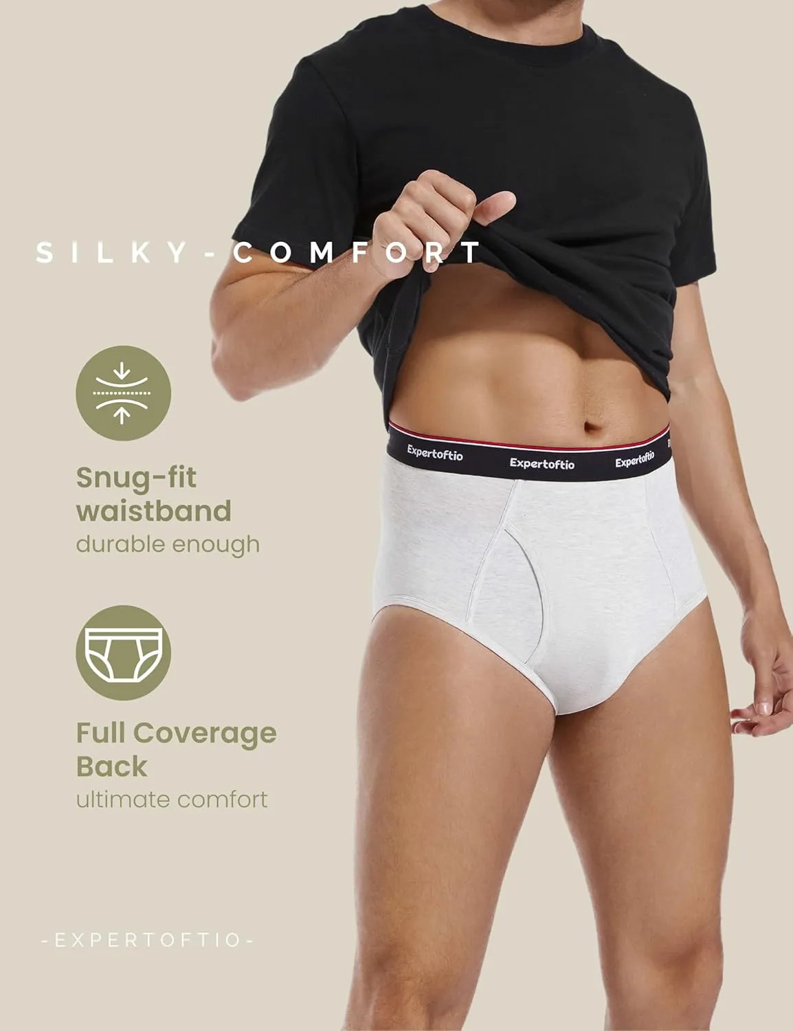 Men's Underwear Briefs Viscose from Bamboo Full Rise, Moisture Wicking Tagless Underwear for Men Pack Comfort Fly