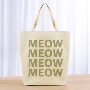 Meow Tote Bag - khaki