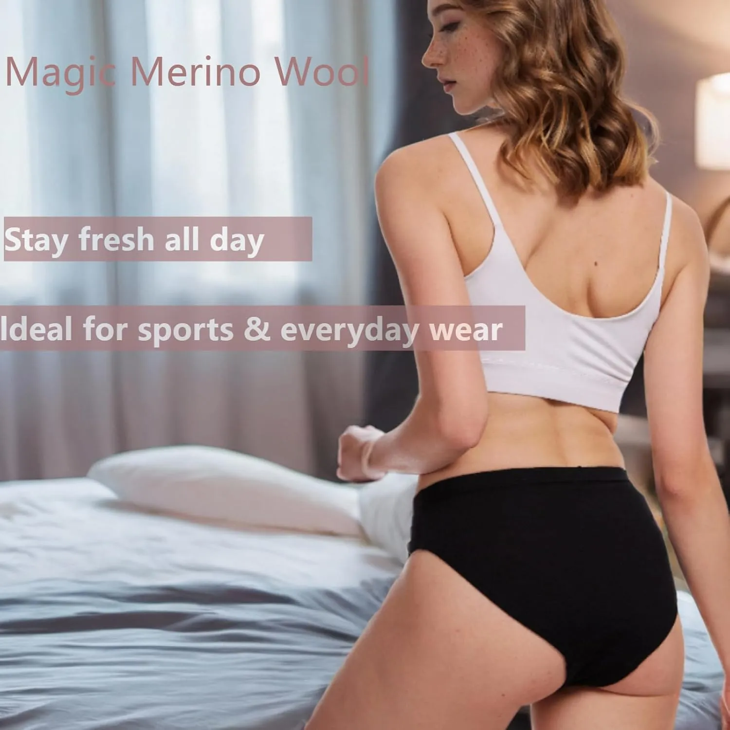 MERINNOVATION Women's Underwear Merino Wool Hipster Panties 2 Pack Soft Breathable Ladies Wool Briefs Moisture Wicking